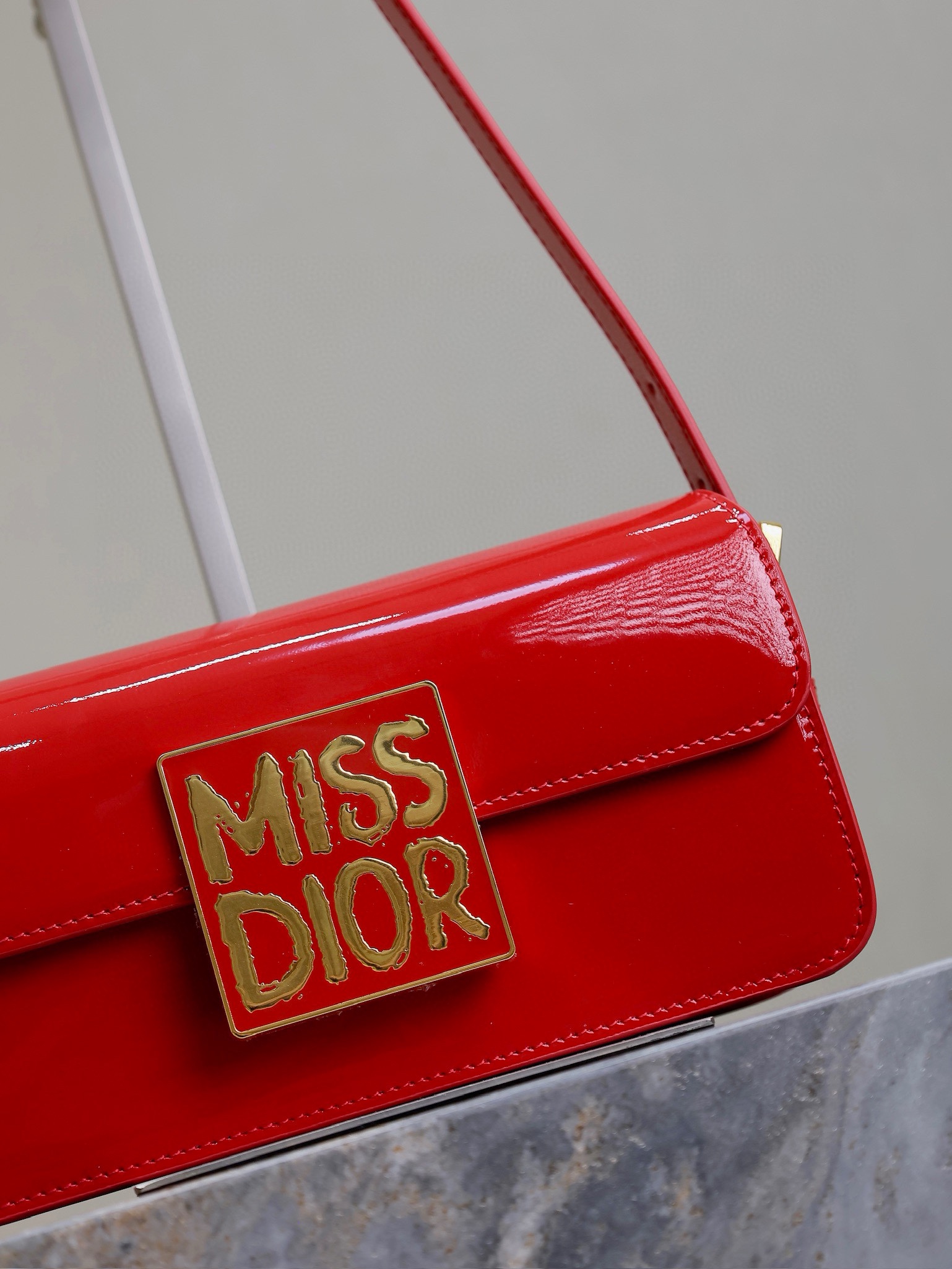 Miss Dior Flap Bag Red Patent Calfskin